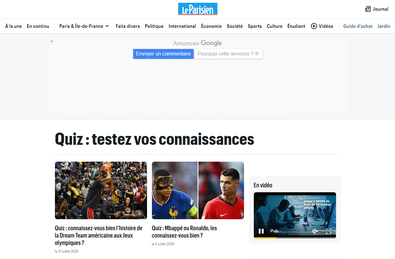 Quizz Interactif Le Parisien