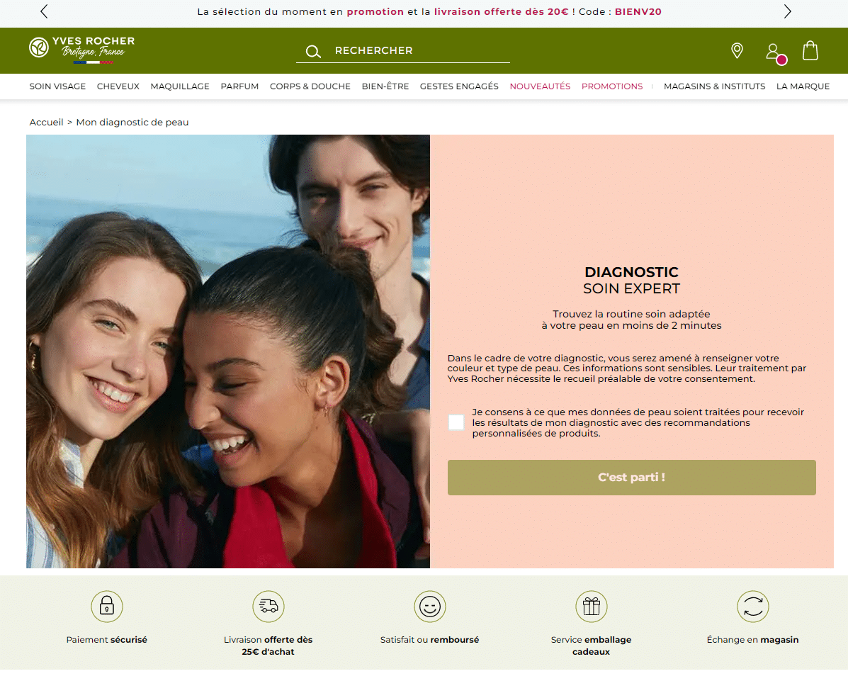 diagnostic de peau yves rocher