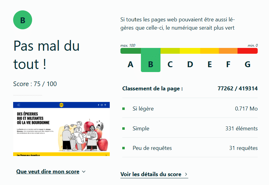 site web éco concu biocoop la ruche