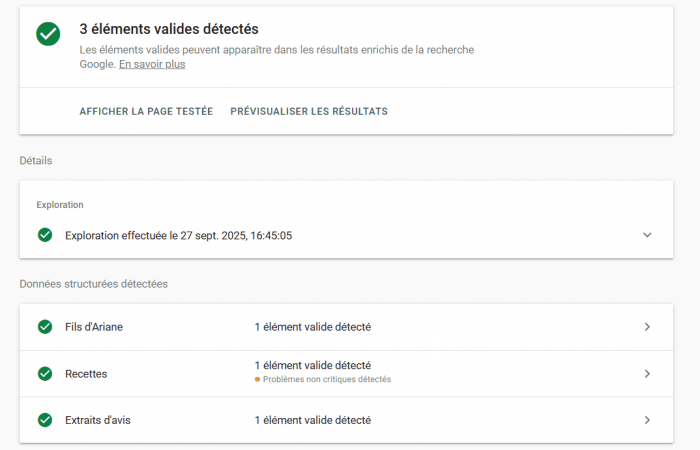 Résultats enrichis Google