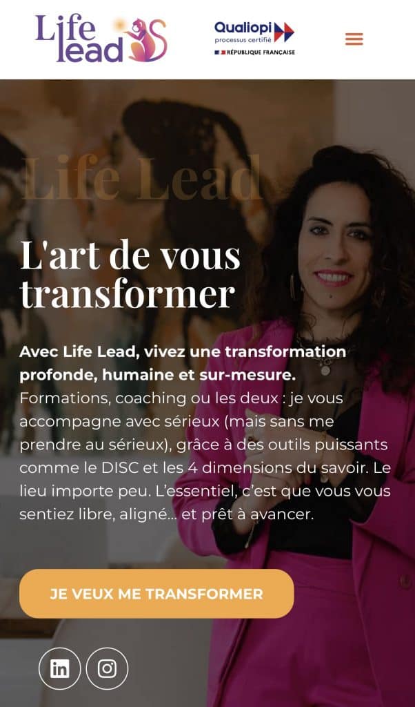 Page d'accueil du site Life Lead