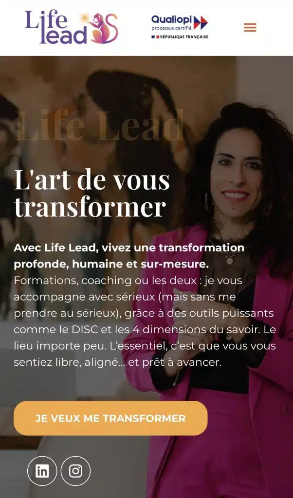 Page d'accueil du site Life Lead