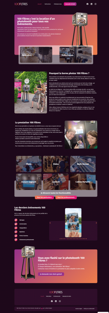 Page d'accueil avant refonte 100filtres